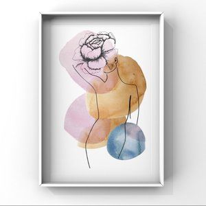 Modern minimalist water-color abstract art print.